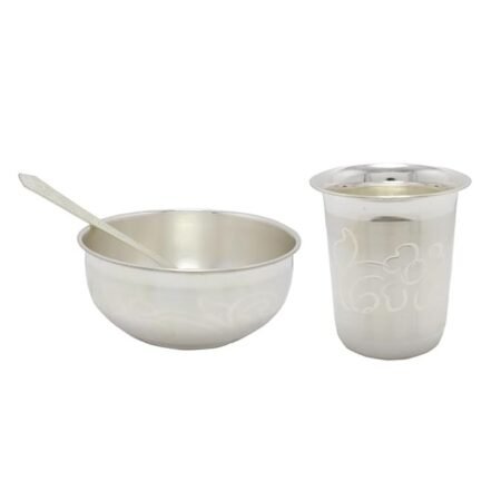 Sterling Silver Bowl with Spoon Tumbler| Velli Kinnam Katori Baby Dinning Set