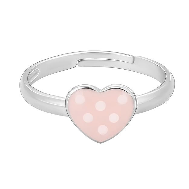 GIVA 925 Silver Baby Pink Love Kid's Ring adjustable
