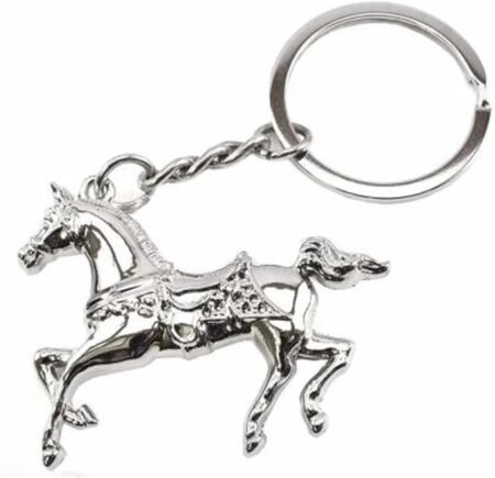 Generic Running Horse Metallic Silver Keychain