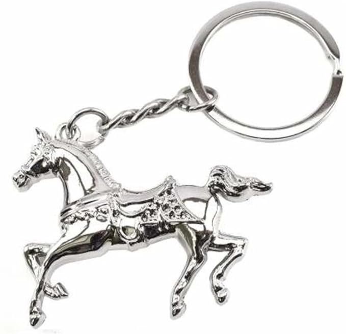 Generic Running Horse Metallic Silver Keychain