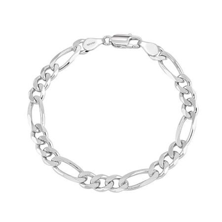 LeCalla 925 Sterling Silver BIS Italian Figaro Bracelet for Men & Boys