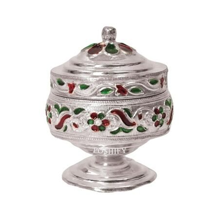 German Silver Sindoor Dibbi - Kumkum Box for Luxury Home Decor