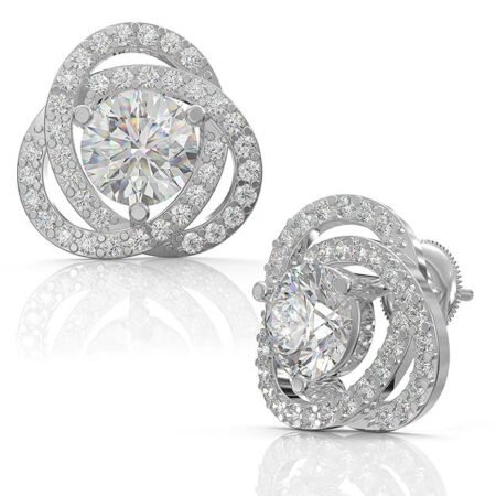 Anayra Elegant Silver Solitaire Stud Earrings for Women & Girls
