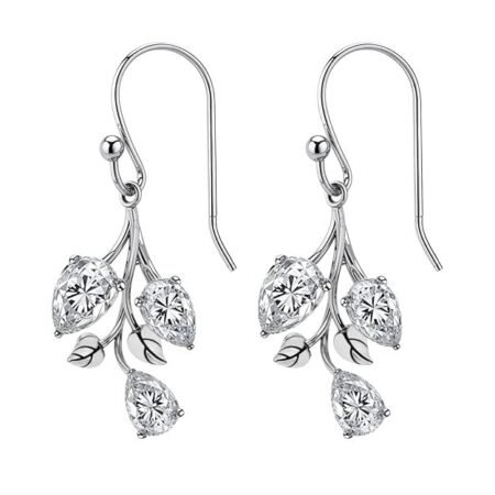 HighSpark Women & Girls  925 Silver Tulip Flower Solitaire Earrings Diamond Like Brilliance Sparkling Zirconia