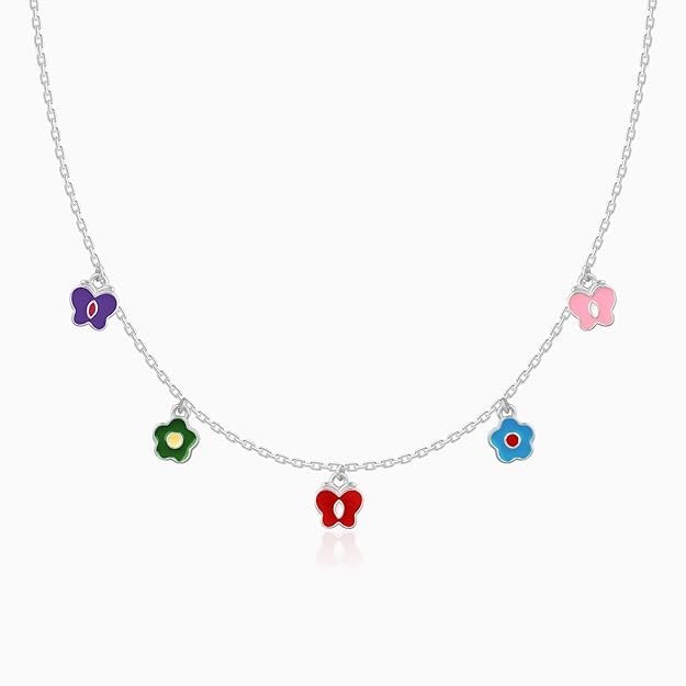 GIVA 925 Silver Colourful Flutter Kids Chain