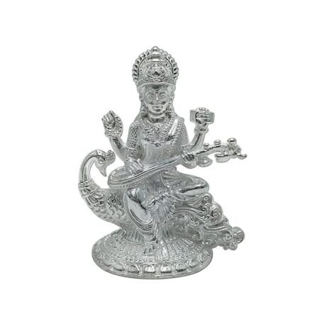 MAA SILVER Pure Silver Saraswatiji BIS Hallmarked Solid Idol