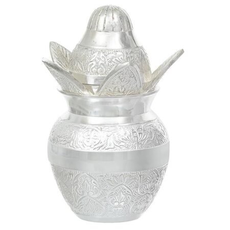 Premium Silver Plated Pooja Kalash with Coconut