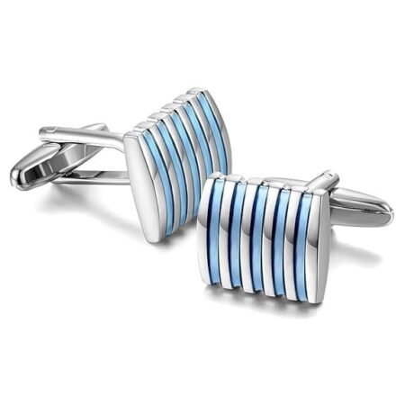 Miami Cufflinks for Men Silver Blue Formal