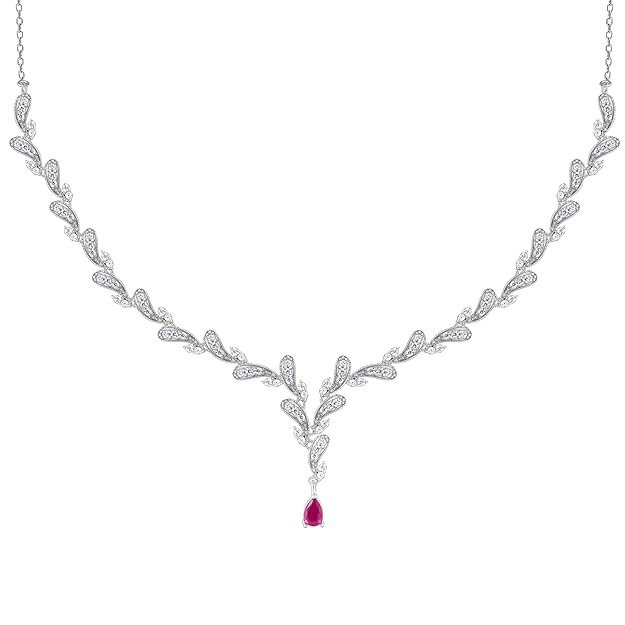 GIVA 925 Silver Ruby Detail Necklace to Gift Women & Girls