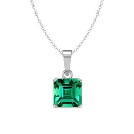 Clara Pure 925 Sterling Silver Green Octagon Men & Boys Pendant