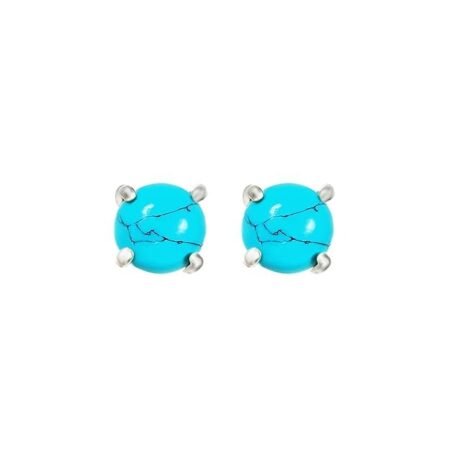 925 Sterling Silver Turquoise Stone Stud Earrings for Women & Girls
