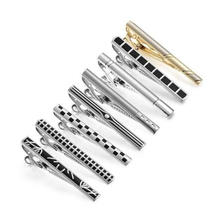 Ujoy Classic Tie Clips Set for Men Business Wedding Enamel Silver