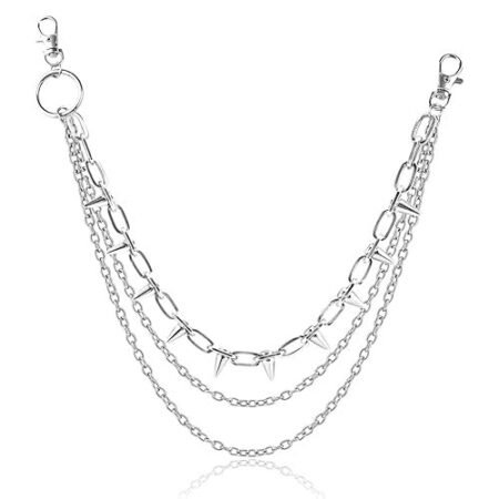 Gothic Silver Spike Wallet Pocket Keychains for men & boys