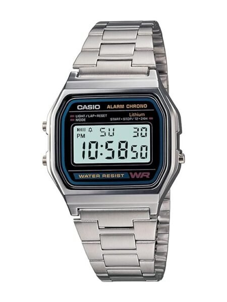 Casio Vintage Digital Grey Dial Men's & Boys Watch Silver Metal Strap